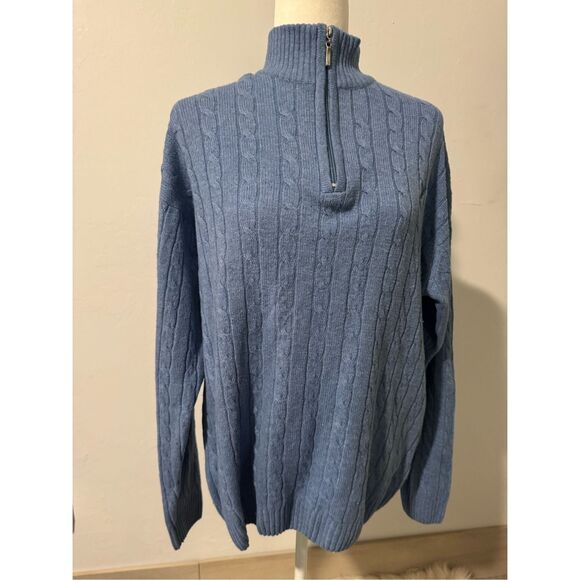 Carraig Donn blue knit cardigan 100% wool lambswool M